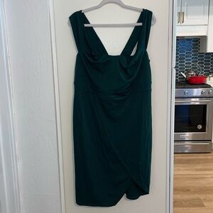 Green Sleeveless Midi Dress with wrap style front | XXL